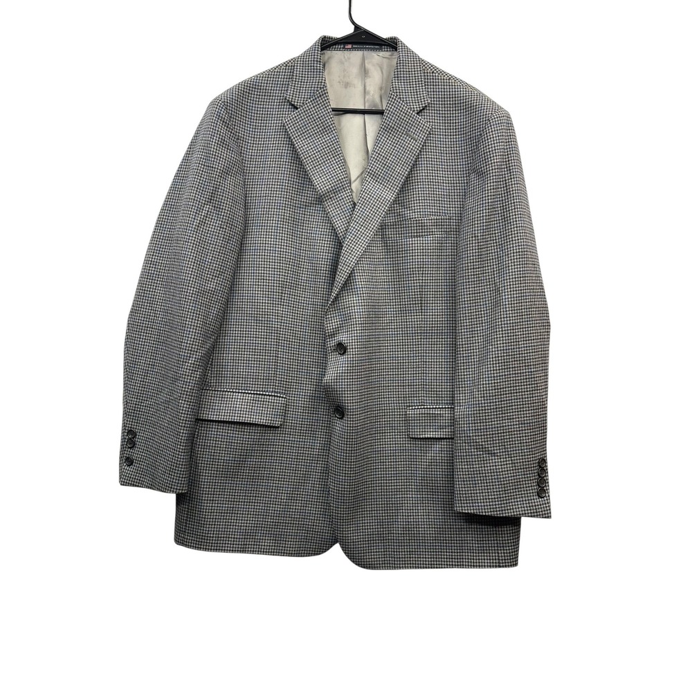 Hart Schaffner Marx Houndstooth‎ Blazer Tailored Sport Coat USA Academia 48R
